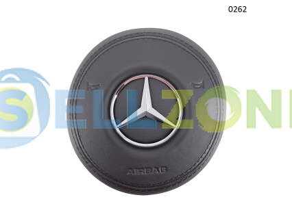 Δερμάτινο κάλυμμα για αερόσακο στο τιμόνι Mercedes-Benz AMG με χρωμιωμένο έμβλημα – 0262